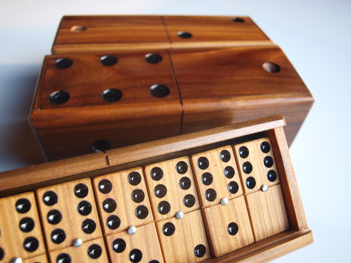 Domino Set Wooden Vintage Top Case Box Game Dominoes Handmade Made in Venezuela eBay